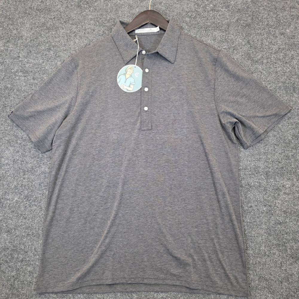 NWT Criquet Polo Shirt Men XL Gray Striped Short Sleeve Pima Cotton Blend Preppy